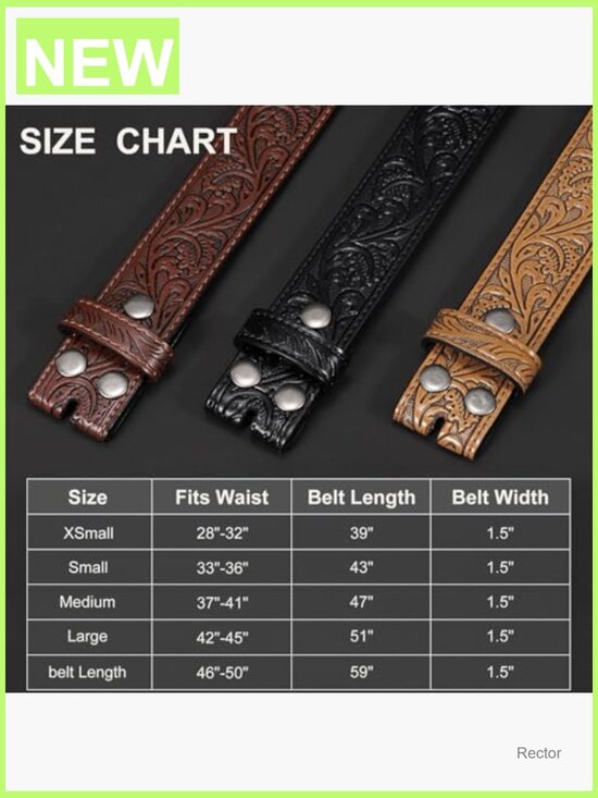 3 Pack Western Leather Belts Without Buckle - Embossed Cowboy Belt Straps 1.5 3 Pack Western Belts Without Buckle Cowboy Cowgirl Leather  main image 4